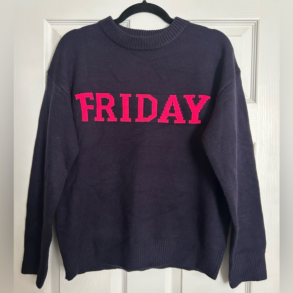English Factory Friday Sweater Navy Pink Varsity Collegiate Preppy Size M